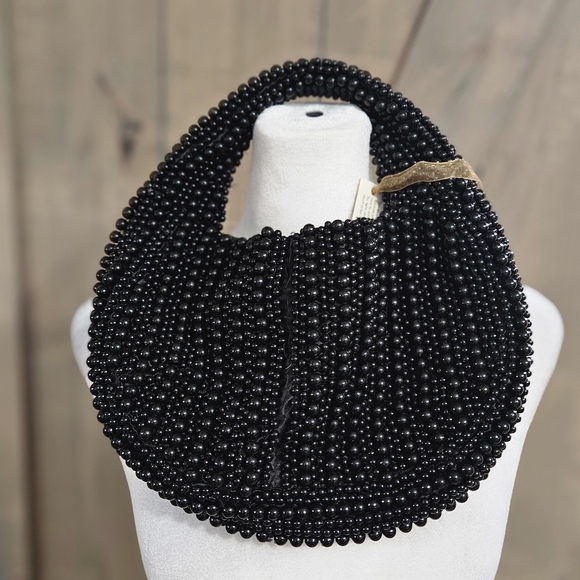 FROM INDIA TO YOU Mini Beaded Shoulder Bag In Black. NWT - Picture 2 of 15